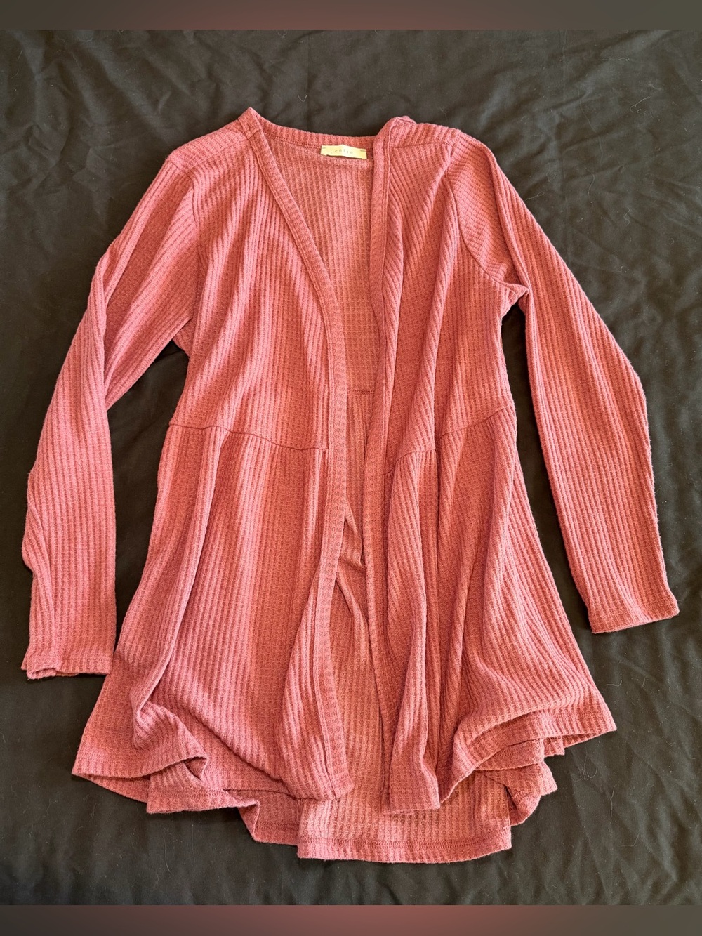 Entro Pink Ribbed Open Front Cardigan Women’s Size Large